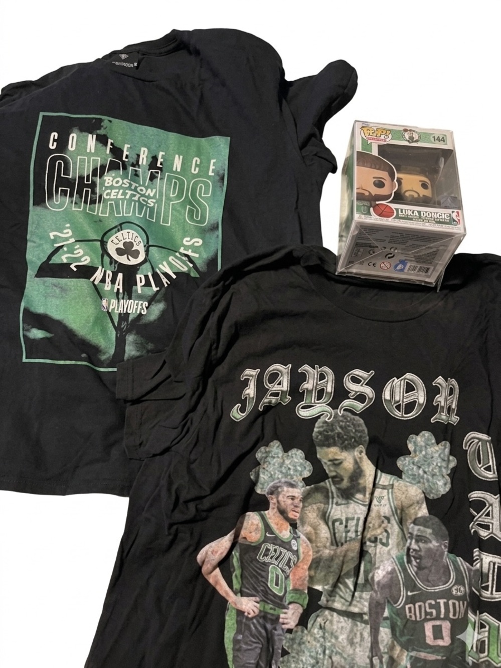 Boston Celtics Black Graphic T-Shirt - and funko toy